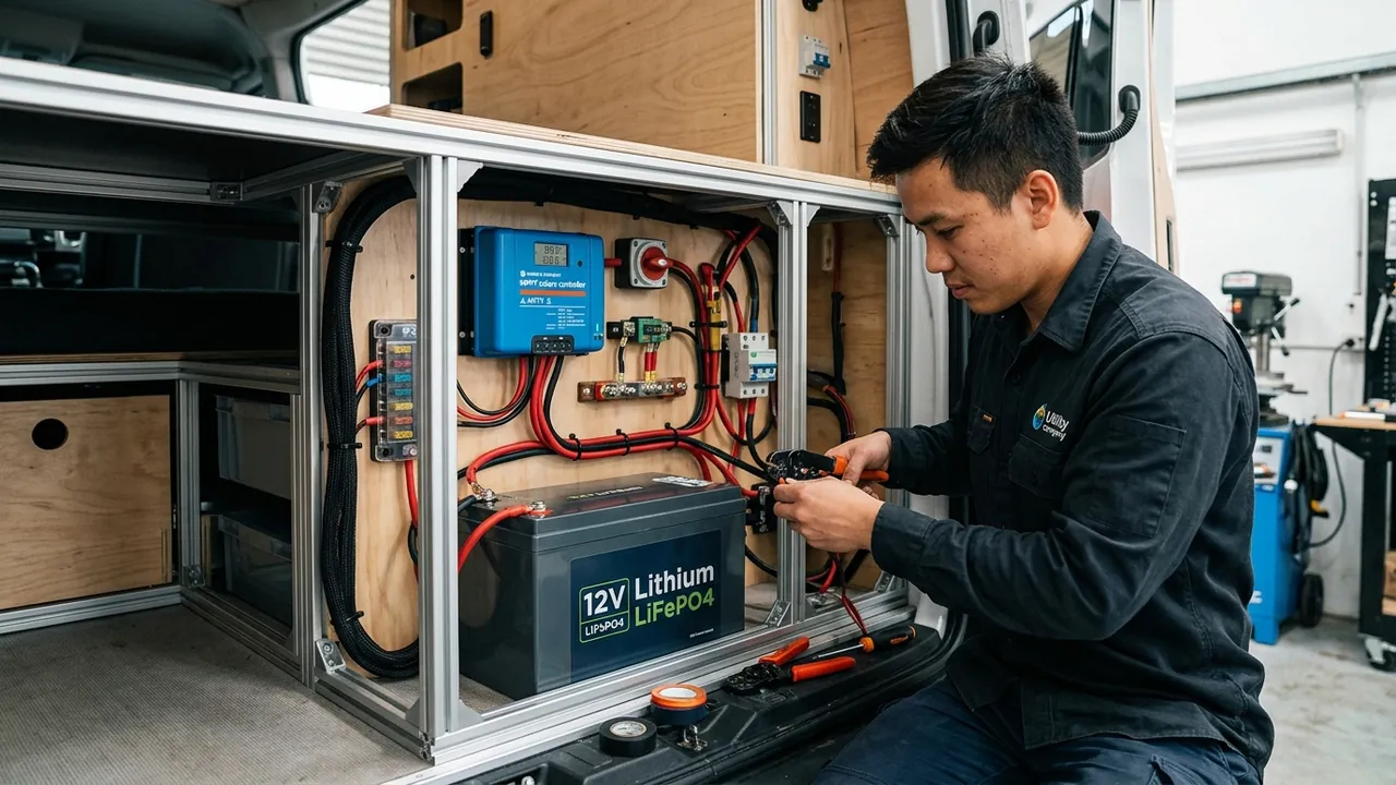 Sơ đồ kỹ thuật hệ thống điện năng lượng mặt trời xe Mobihome DIY OtoHome