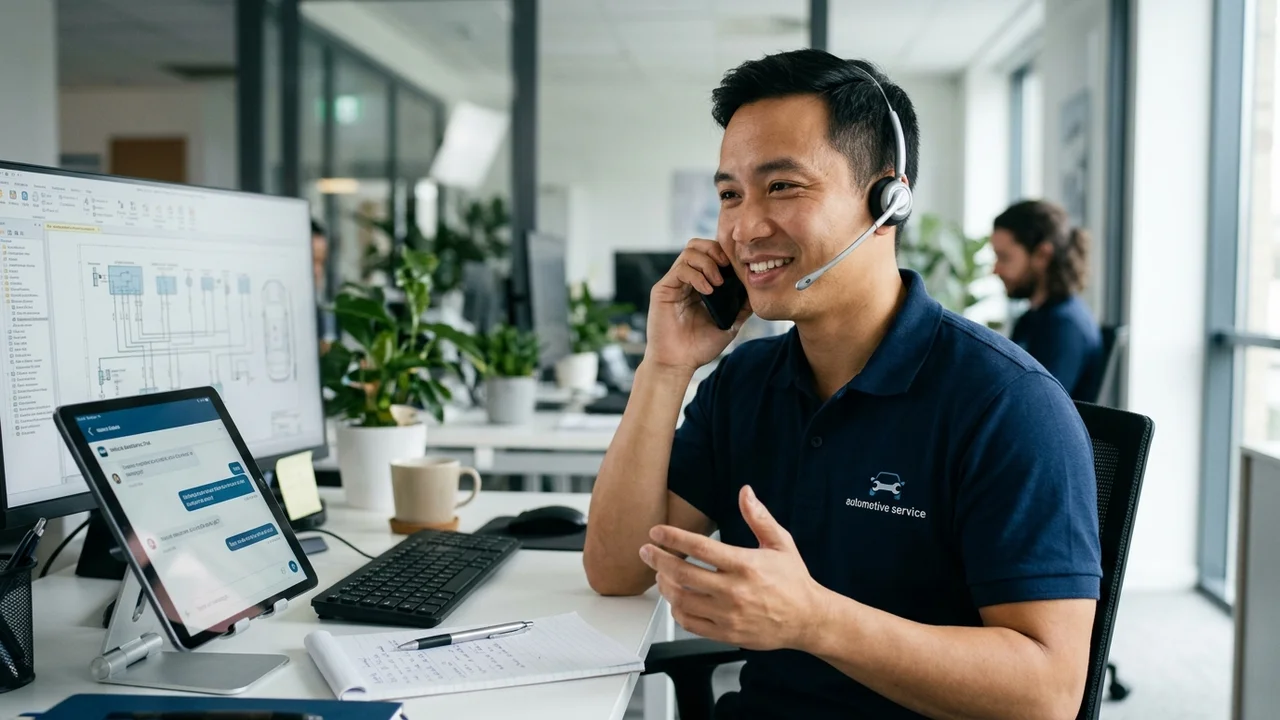 Tổng đài kỹ thuật viên hỗ trợ giải đáp sự cố xe hơi trực tuyến